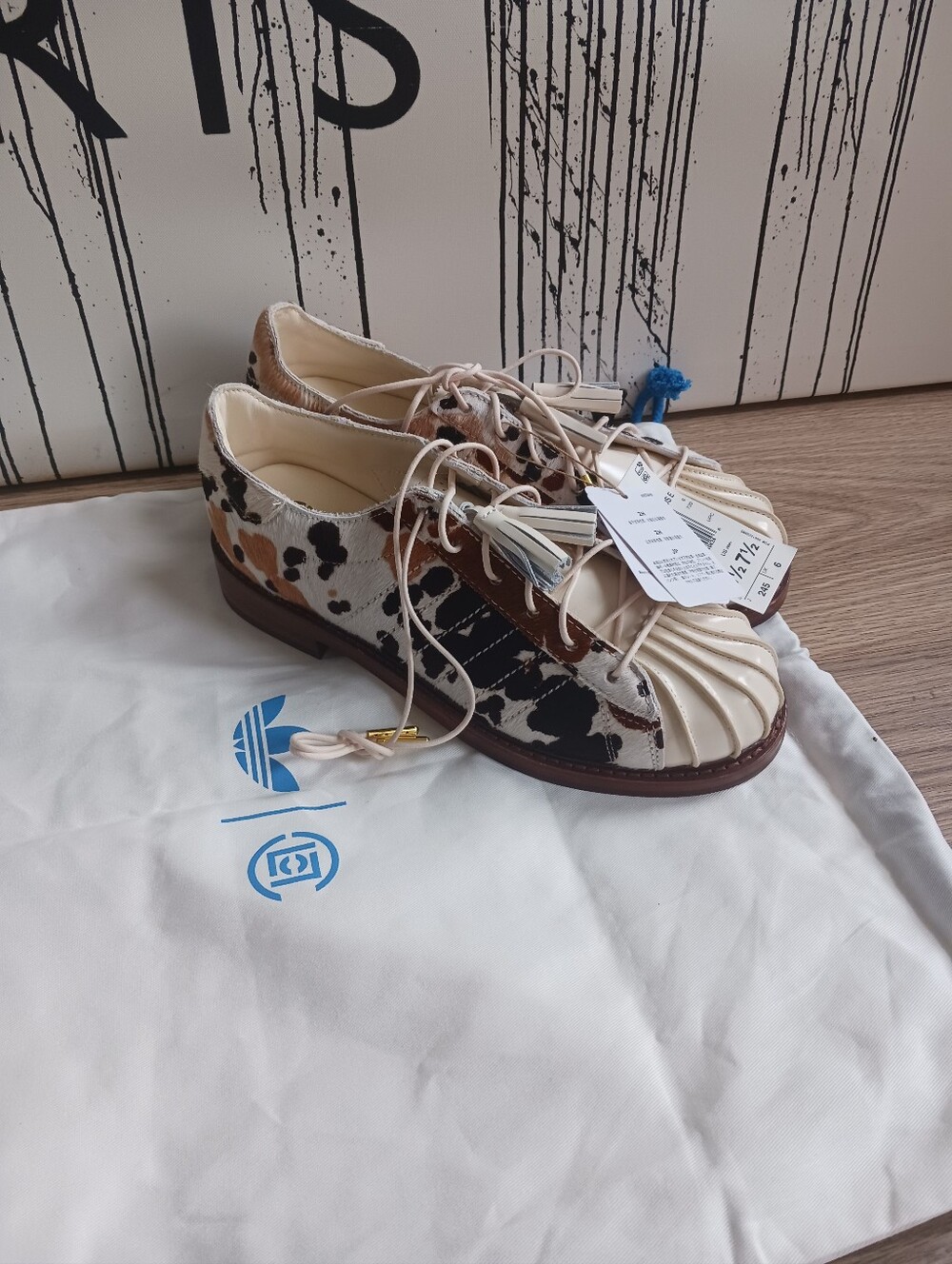 NWT Adidas Originals Dress Shoes Clot By Edison, Dyed Cow Fur, Size Men 6.5 - Picture 1 of 13